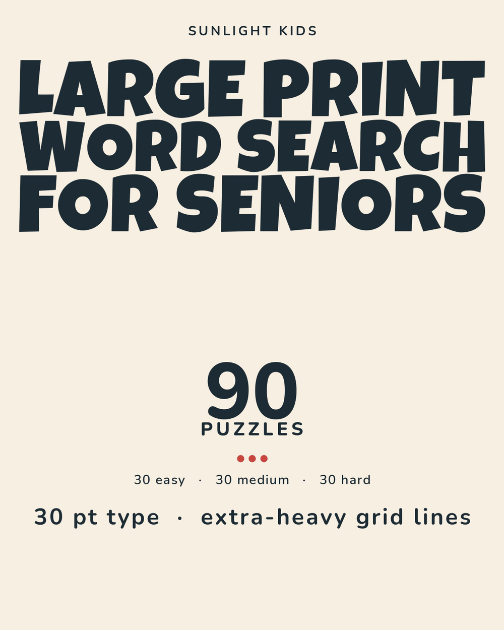 Large Print Word Search for Seniors: Easy, Medium & Hard cover