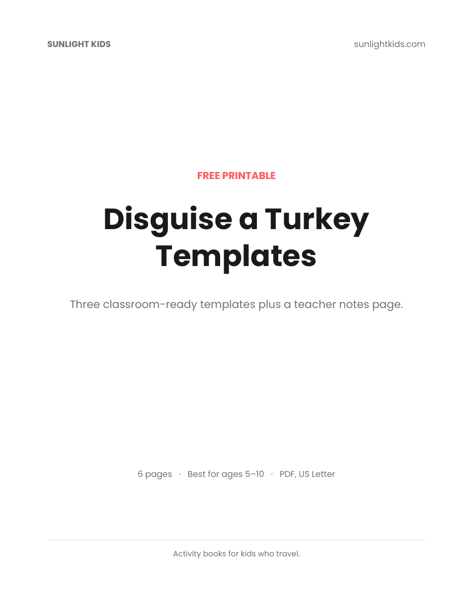 Disguise a Turkey Printable Template (Free PDF) — page 1 of 6
