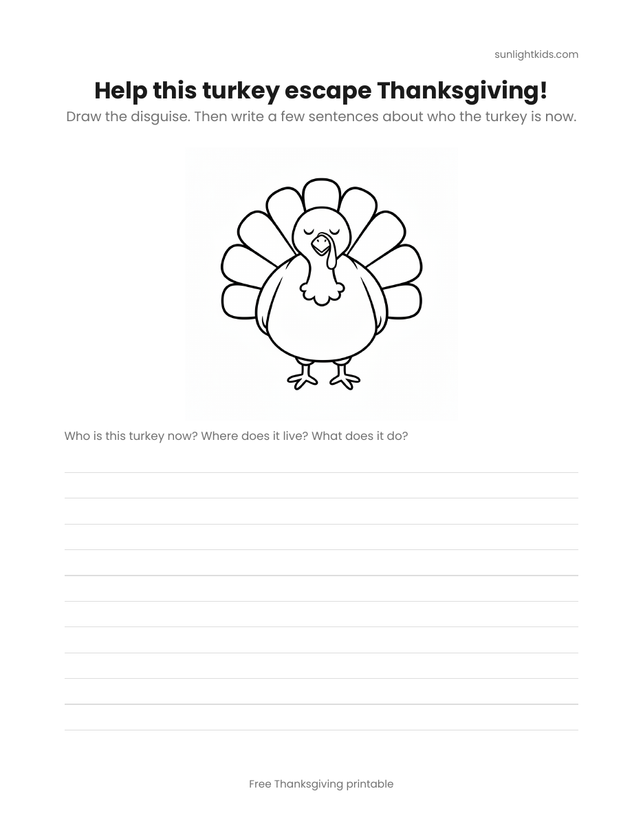 Disguise a Turkey Printable Template (Free PDF) — page 4 of 6