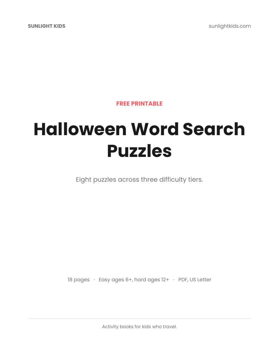 Free Halloween Word Search Printables — page 1 of 18