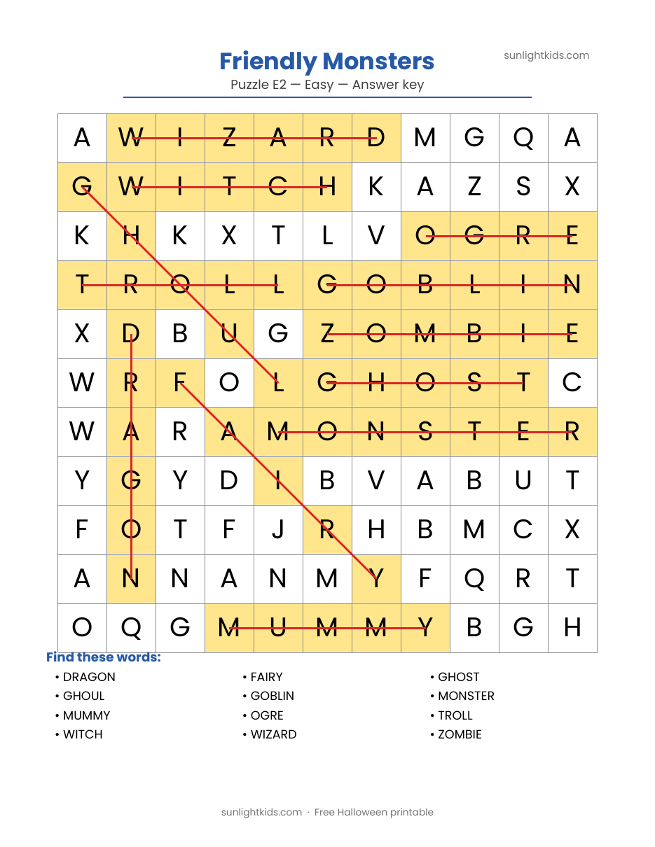 Free Halloween Word Search Printables — page 11 of 18