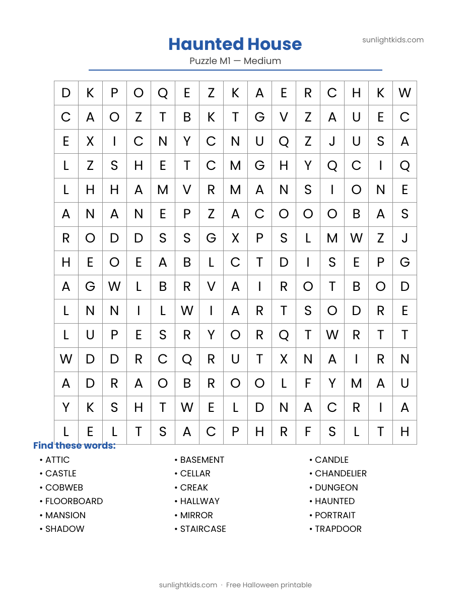 Free Halloween Word Search Printables — page 5 of 18