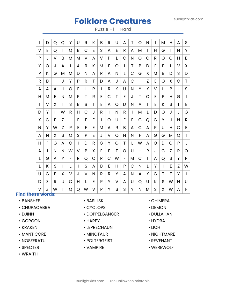 Free Halloween Word Search Printables — page 8 of 18