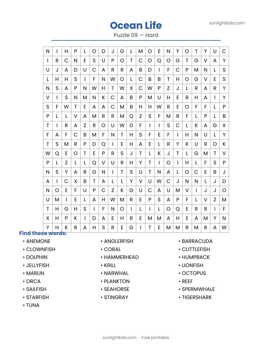 Hard Word Search Printable — Free PDF for Adults and Teens — page 10 of 22