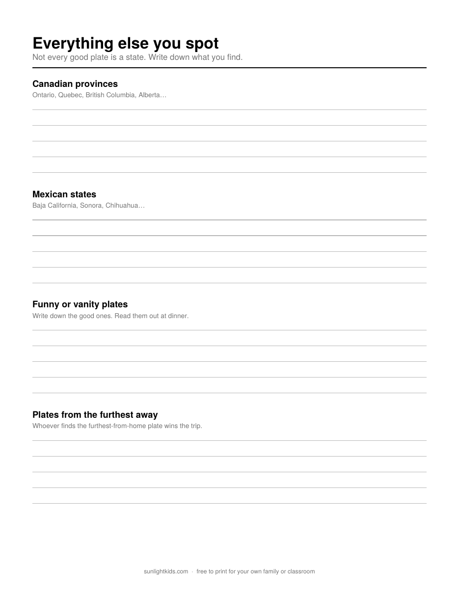 The License Plate Game — Free Printable Checklist — page 4 of 5