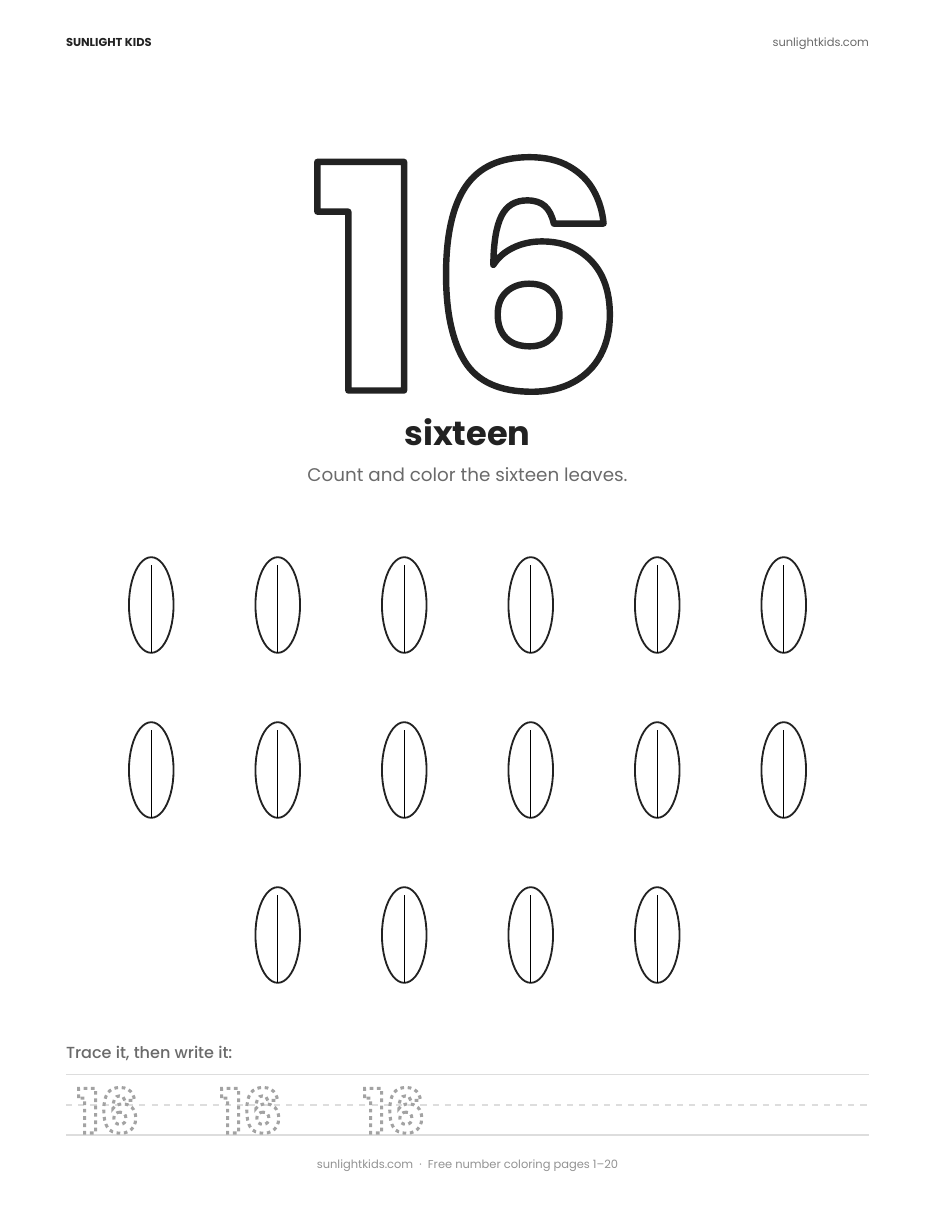 Free Printable Number Coloring Pages (1–20) — page 17 of 28