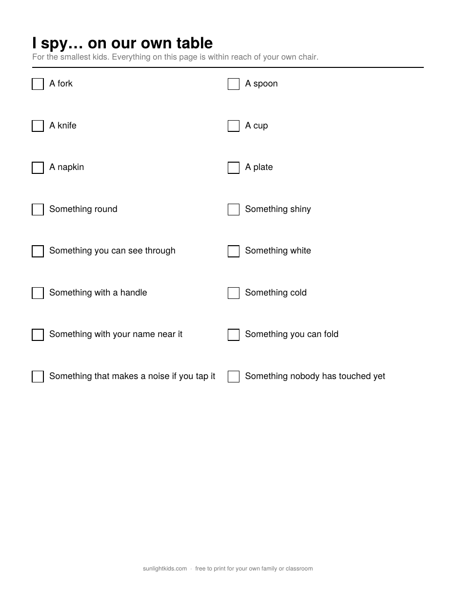 Restaurant I-Spy — Free Printable for Eating Out with Kids — page 2 of 10